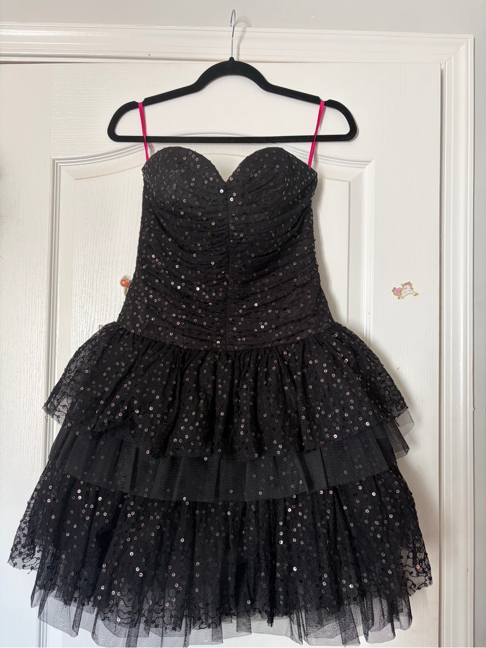 Betsey Johnson Black Sequin Tiered Tulle Dress